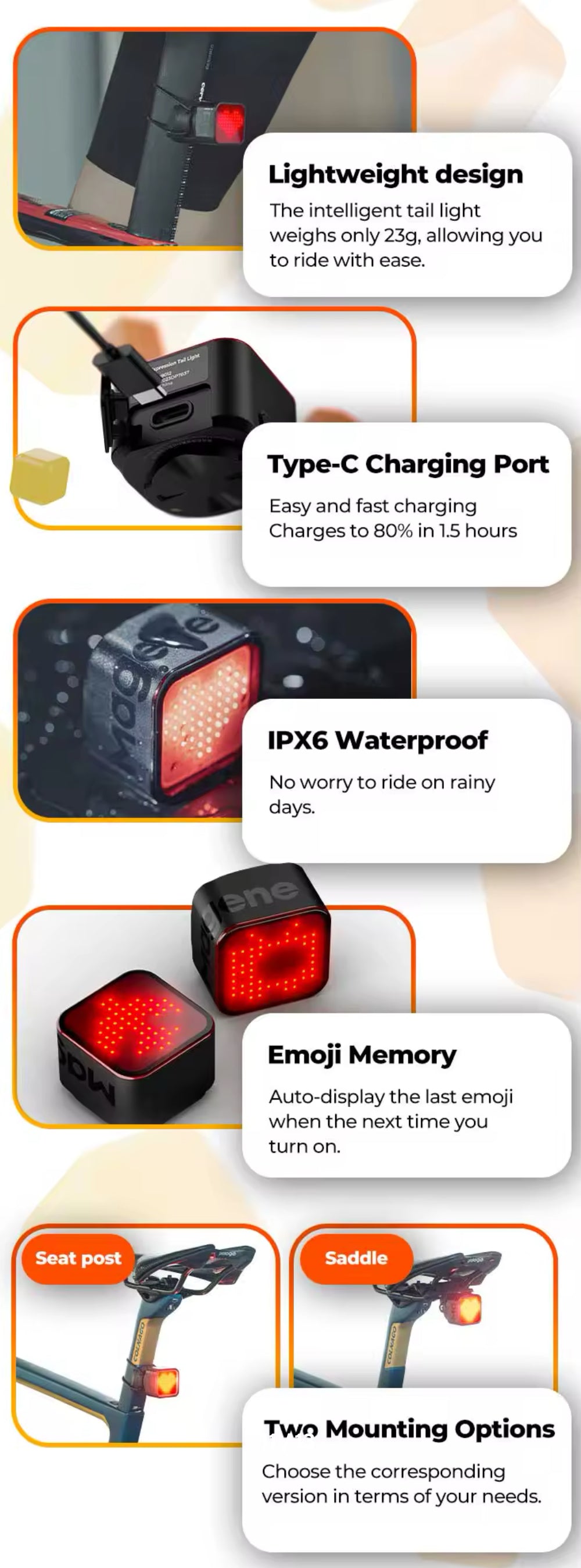 Magene Smart Interactive Bicycle Tail Light - MiCycle