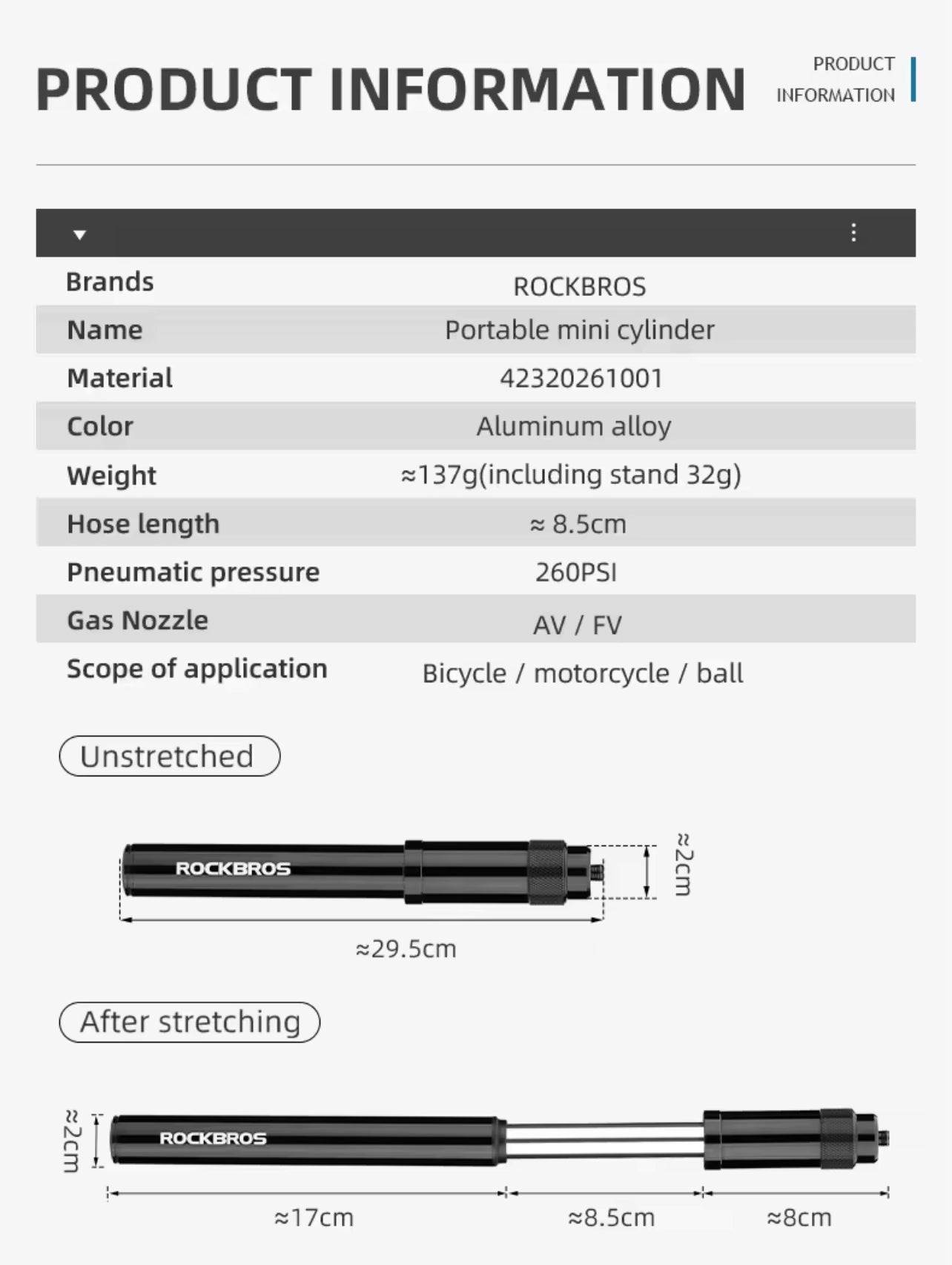 Rockbros High-Pressure Manual Air Pump - MiCycle 